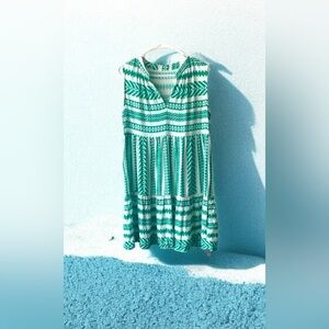 Cupshe Green and White Sleeveless V-Neck Sundress